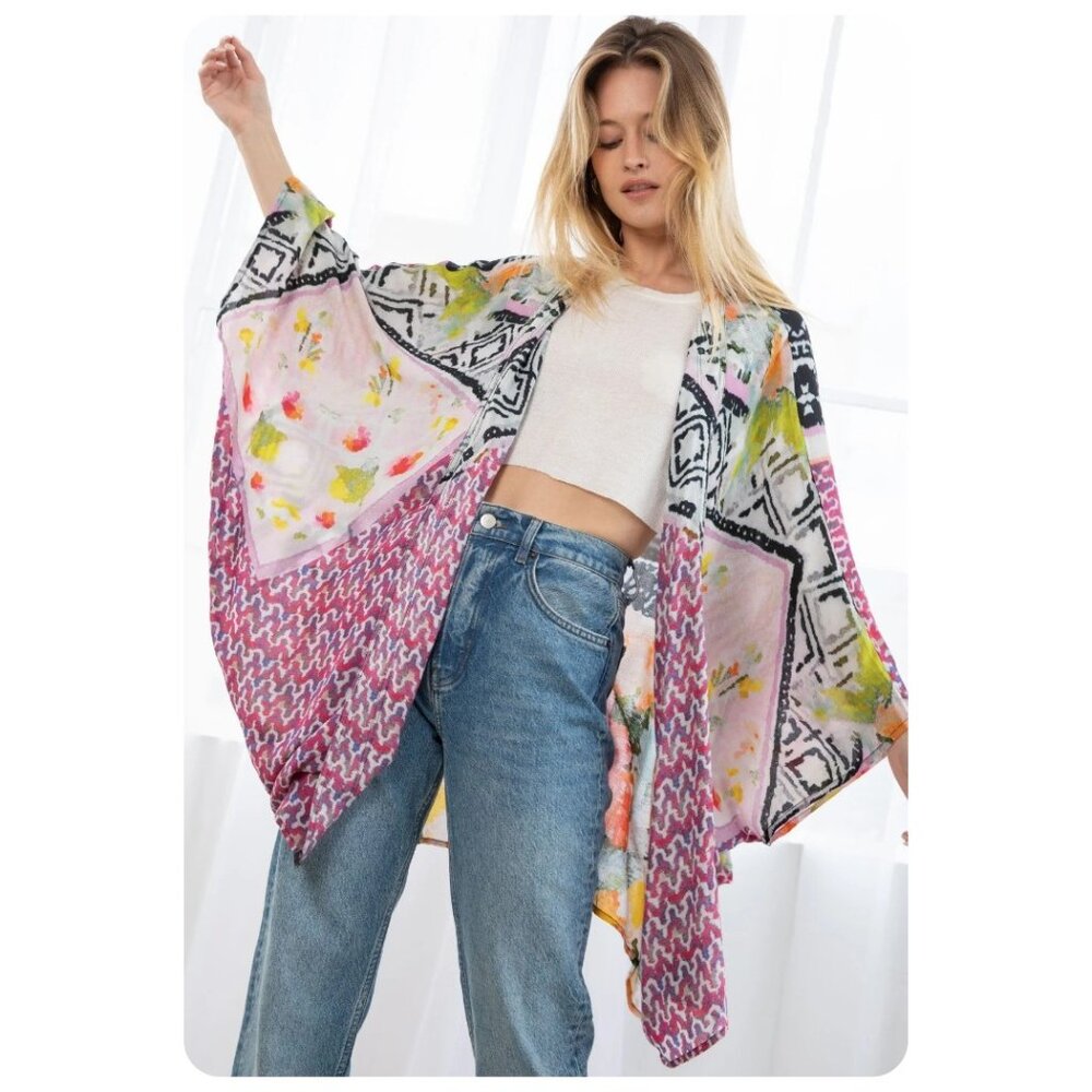 ! Lovestitch Mixing It Up Kimono sz OS
